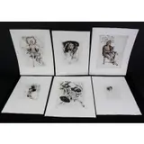 Carl Joseph Bauer, original engraving, Group of 6 color engravings