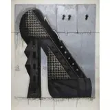 Nick de Angelis, Abstract Composition, Large mixed media oil, paper, collage mounted on canvas.1989