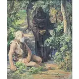Edmund Franklin Ward, Cloaked Figure and Man in Forest