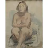 Raphael Soyer, Figure Study, Watercolor and pencil on paper