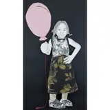 Craig Norton, Girl with Balloon, Pencil, wallpaper collage and paint on illustration board cutout