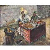 Lydia Wood, Street vendors, Acrylic on Canvas