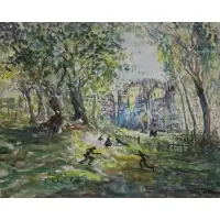 Robert Patterson, Park scene, Watercolor on paper
