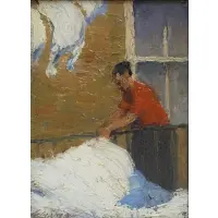 John Sloan, Washday, Oil on board