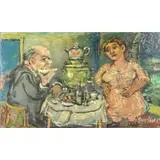 David Burliuk, Couple at dinner