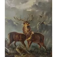 Robert Henry Roe, Red Deer Portrait, Oil on canvas