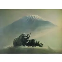 Douglas Van Howd, Rhino in Landscape, Oil on canvas