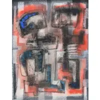 Rosario Moreno, Abstract Composition, Gouache and mixed media on board
