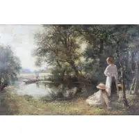 William Kay Blacklock, Waiting for the ferry, Oil on Canvas