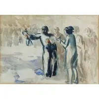 George Luks, Group Shouting, Watercolor