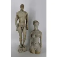Sidney Geist, Standing Man and Nude Woman, 2 sculptures