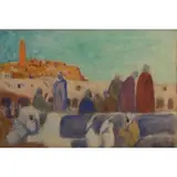 Maurice Bouviolle, Orientalist Scene, Watercolor