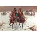 Pjotr Stojanow, Russian Winter Horse and Carriage, Oil on canvas