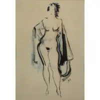 Vladimir Lebedev, Nude, Watercolor