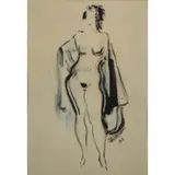 Vladimir Lebedev, Nude, Watercolor