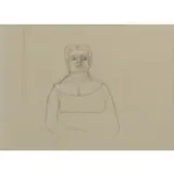 Pierre Tal-Coat, Femme a Mi-Corps, De Face, Pencil on paper