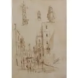 Francesco Lazzaro Guardi, Sketchbook page, Pen and ink