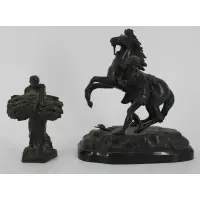 Coustou by Jules Dalou, Bronze Together With A Patinated Metal Marly Horse, offered Feb 2022