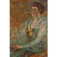 Robert Lewis Reid, Lady in an Aqua Shawl, 1917, Oil on canvas