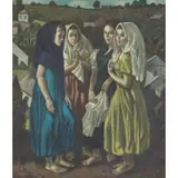 Franz Gissel, Women in Winegarden, Vienne-Austria, Oil on canvas