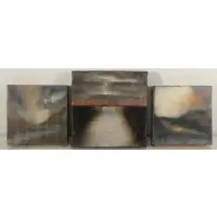 Hiro Yokose, Abstracts, Grouping of Three Encaustics on Canvas Laid to Board