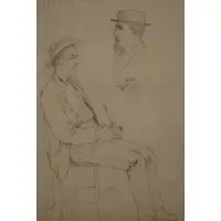 George Frederick Bensell, Man Holding a Pipe, Pencil on paper