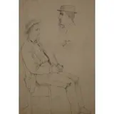George Frederick Bensell, Man Holding a Pipe, Pencil on paper