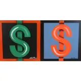Robin Morris, Dollar Signs, Pair of oils on canvas