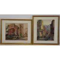 Couce Vidal, New York City Scenes, Pair of Watercolors