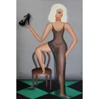 Robin Morris, Portrait of a Woman, Oil on canvas with applied shoe