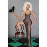Robin Morris, Portrait of a Woman, Oil on canvas with applied shoe