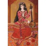 Reza Drakshani, Woman with Instrument, Oil on Canvas