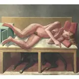 Stephanus Heidacker, Nude with Dog, Oil on Canvas