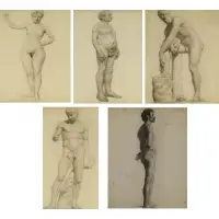 Egbert Cadmus, Untitled, Grouping of 5 Pencil and Charcoal Drawings