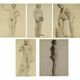 Egbert Cadmus, Untitled, Grouping of 5 Pencil and Charcoal Drawings