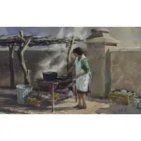 Fry Bread Lady by Spike Ress, Watercolor, offered Jun 2019
