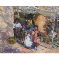 Ignacio Gil Y Sala, Village Scene, Oil on Canvas