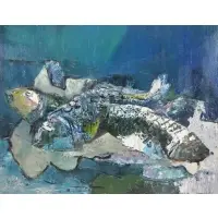 Fish by Vonait, Oil on Board, offered May 2019