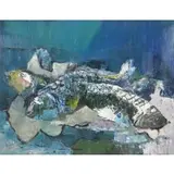 Vonait, Fish, Oil on Board