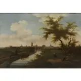 Thomas Heeremans, View of Ghent with a Ferryboat on a River