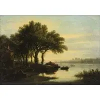 Phillip Reinagle, View on the Thames Near Hampton, Oil on Canvas