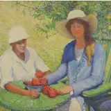 J. G Mottet, Two figures, Oil on Canvas Laid on Board