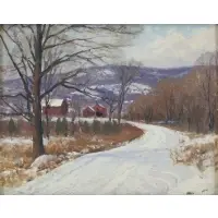 James Perry Wilson, Winter Scene, Oil on Panel