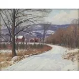 James Perry Wilson, Winter Scene, Oil on Panel