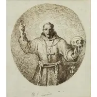 Felice Giani, St. Francis with a Skull, Pen and Ink