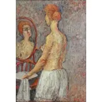 Joseph Levin, Nude at Vanity, Oil on Canvas