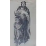 Iver Rose, Mother with Children, Charcoal