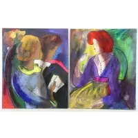 Reunion by Linda Le Kinff, Two Oils on Panel, offered Oct 2018