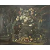 Gasparo Lopez, Still Life with Flowers, Fruit and Birds, Oil on Canvas