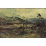 Jane E Spindler, Pastoral Landscape with Sheep, Oil on Canvas